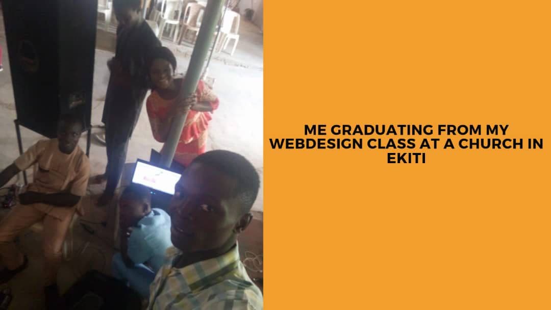 A selfie of Big Quiv with classmates at his web design class graduation.